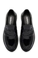 Women's Black Patent Leather Moccasin Loafer | Derimod