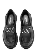 Kadın Siyah Toka Detaylı Deri Maskülen Loafer | Derimod