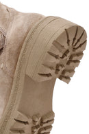 Women's Beige Zippered Suede Leather Boots | Derimod