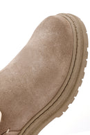 Women's Beige Zippered Suede Leather Boots | Derimod