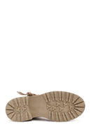 Women's Beige Zippered Suede Leather Boots | Derimod