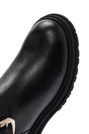 Women's Black Buckle Detailed Zippered Leather Boots | Derimod