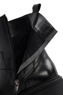Women's Black Buckle Detailed Zippered Leather Boots | Derimod