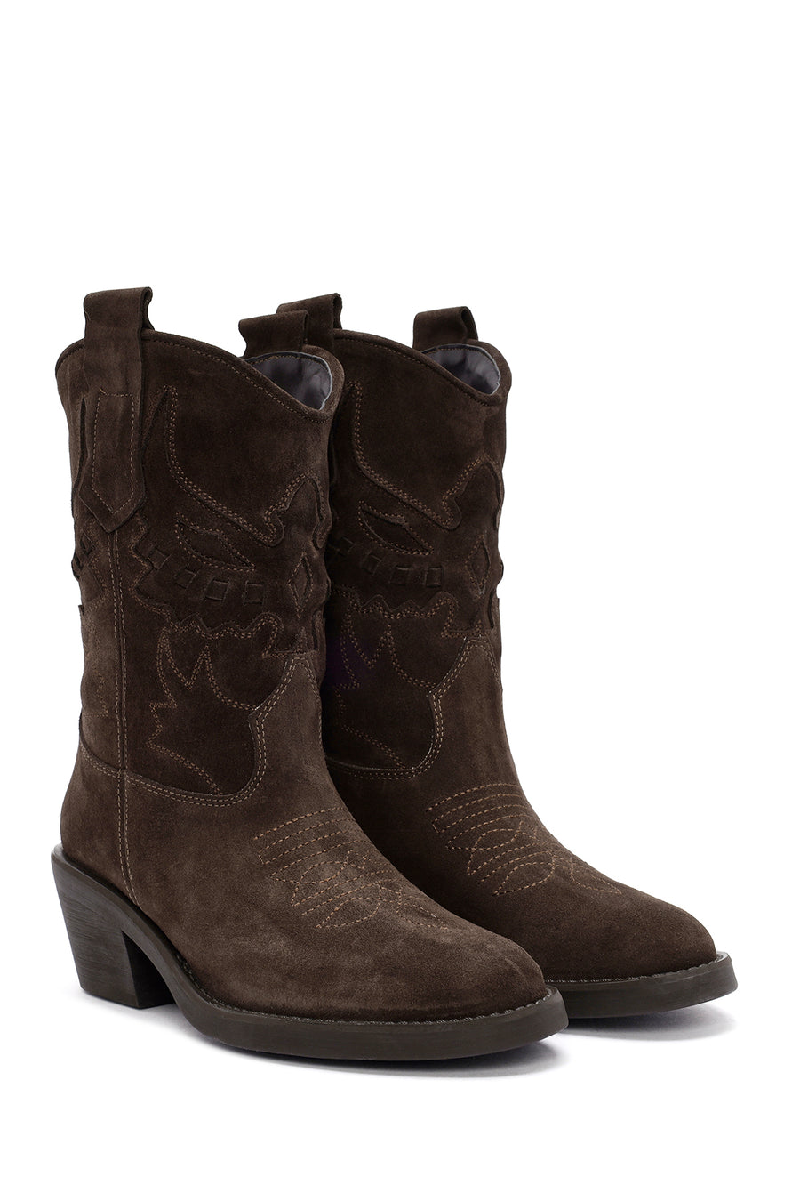 Kadın Kahverengi Süet Deri Kovboy Bot
