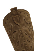 Women's Brown Suede Leather Cowboy Boots | Derimod