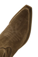 Women's Brown Suede Leather Cowboy Boots | Derimod