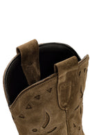 Women's Brown Suede Leather Cowboy Boots | Derimod