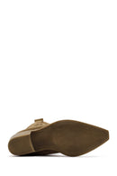 Women's Brown Suede Leather Cowboy Boots | Derimod