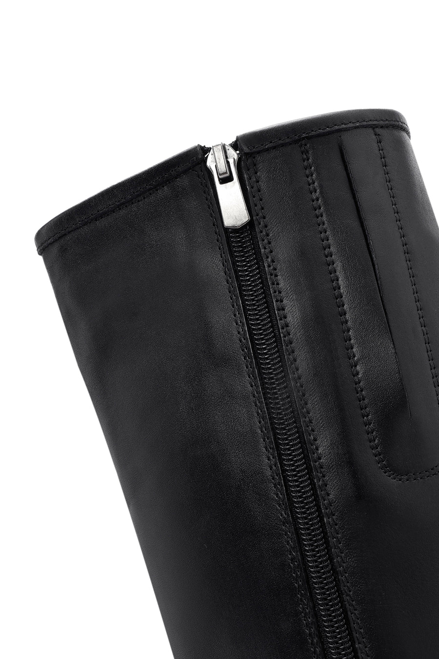 Women's Black Zippered Thick Soled Leather Boots