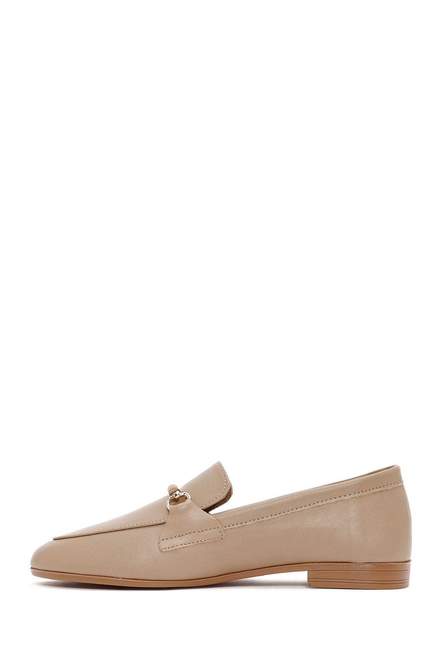Kadın Pudra Toka Detaylı Deri Maskülen Loafer
