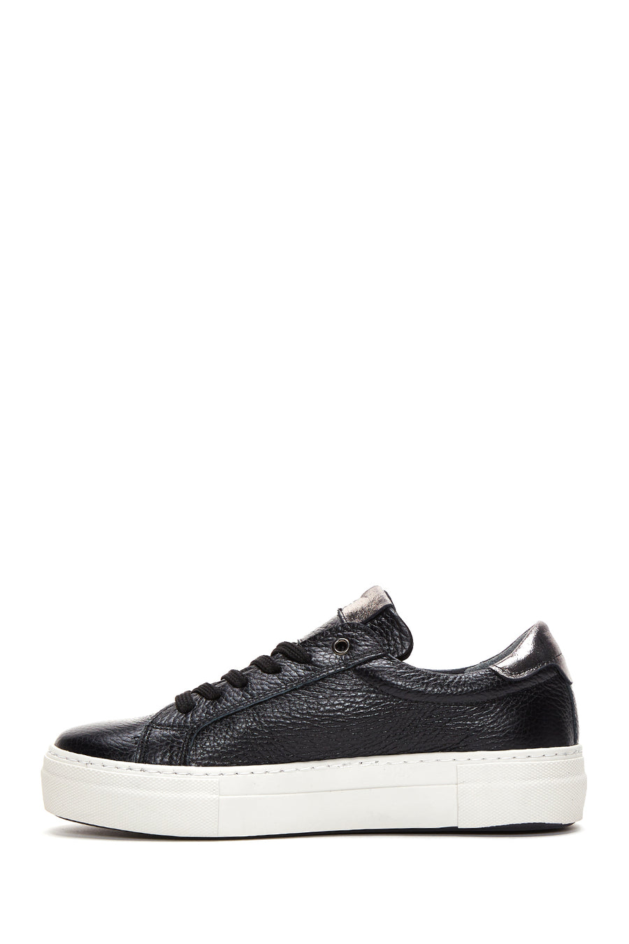 Kadın Siyah Bağcıklı Deri Sneaker