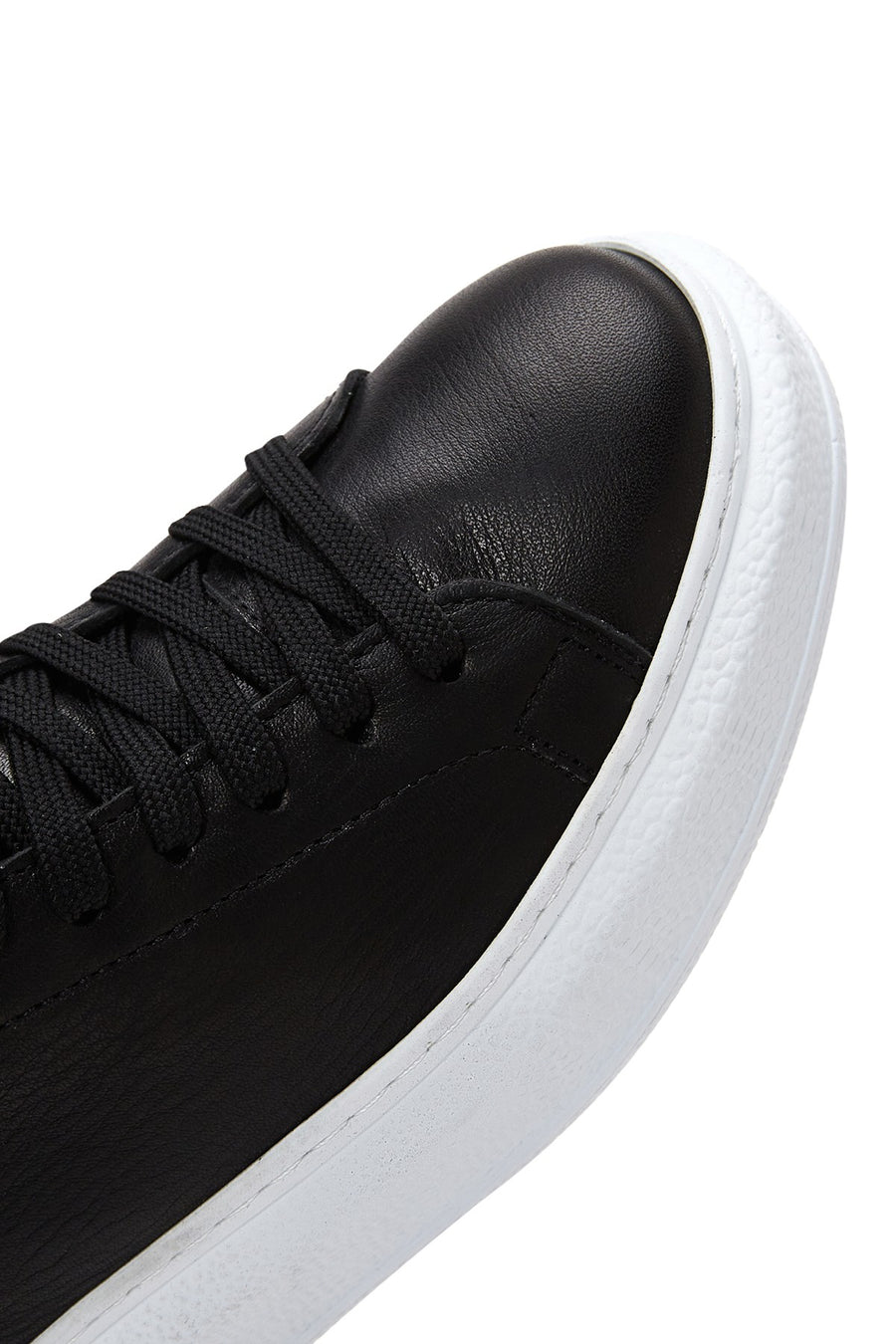 Kadın Siyah Bağcıklı Kalın Taban Deri Sneaker
