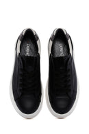 Women's Black Lace-Up High Heel Leather Sneakers | Derimod