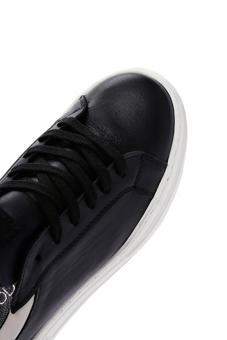 Kadın Siyah Bağcıklı Yüksek Taban Deri Sneaker