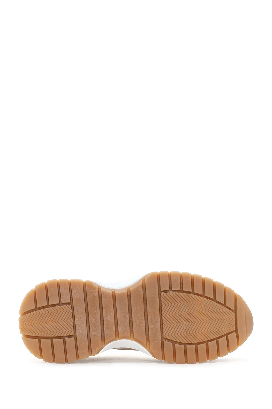 Women's Beige Lace-up Leather Sneaker