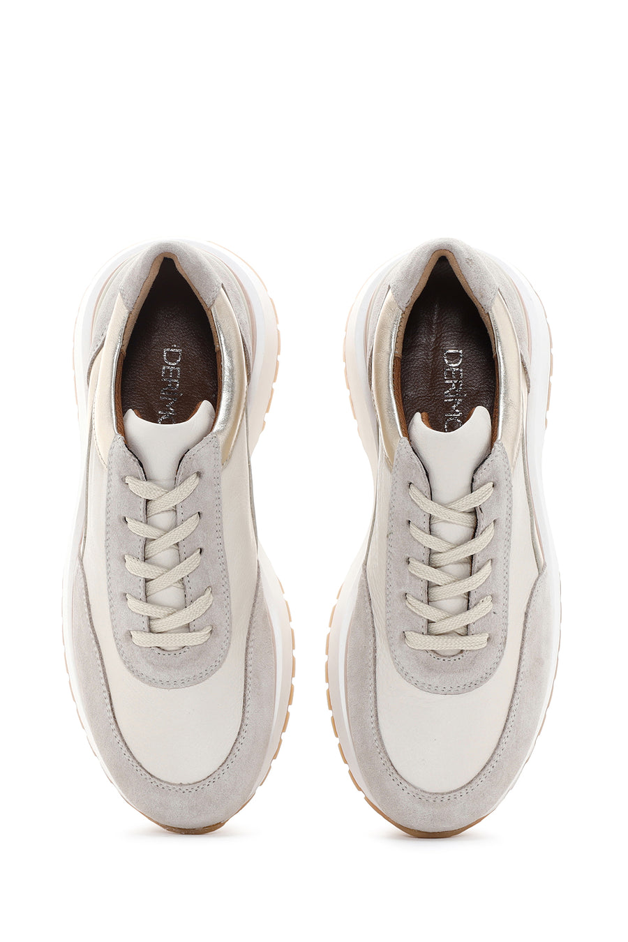 Women's Beige Lace-up Leather Sneaker