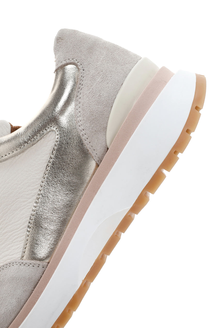 Women's Beige Lace-up Leather Sneaker