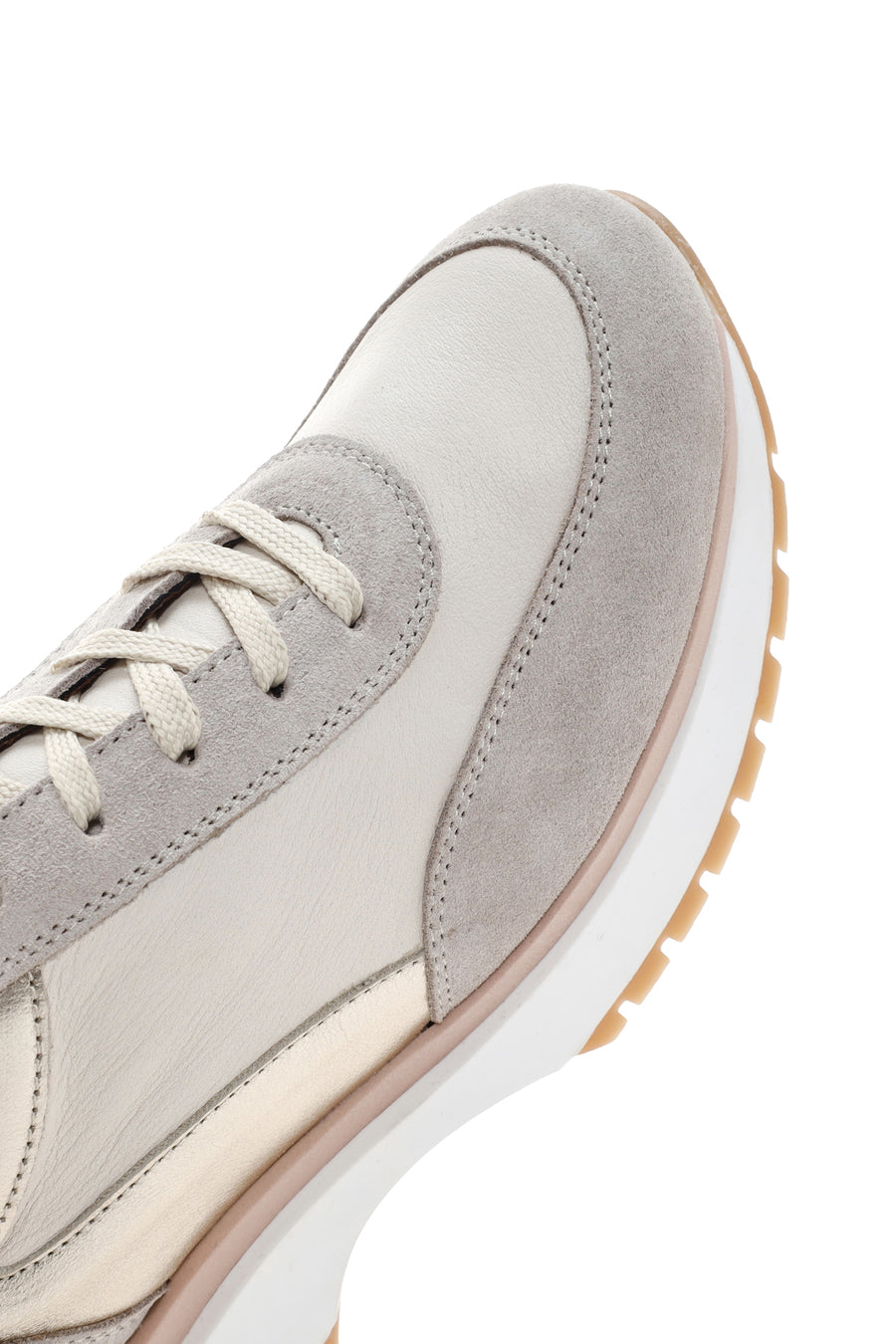 Women's Beige Lace-up Leather Sneaker