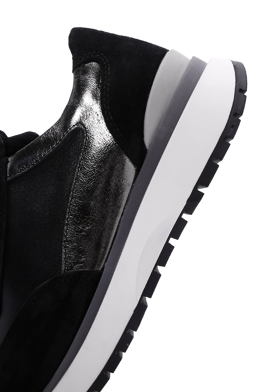 Kadın Siyah Bağcıklı Deri Sneaker