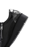 Women's Black Lace-Up Zipper Detailed Leather Casual Shoes | Derimod