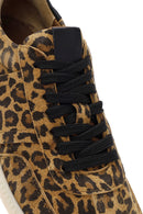 Kadın Taba Bağcıklı Desenli Süet Deri Sneaker | Derimod