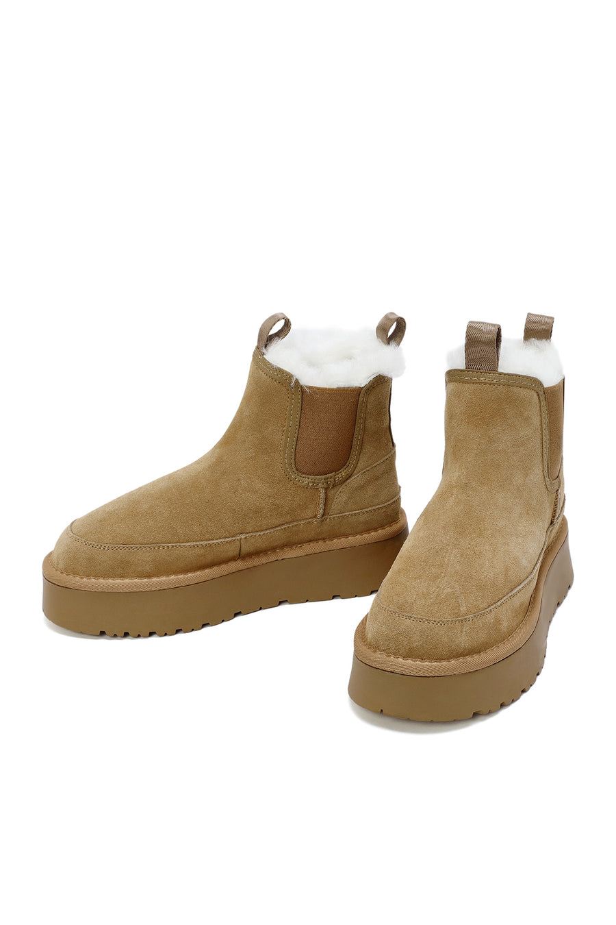 Women's Brown Thick Soled Fur Suede Leather Boots