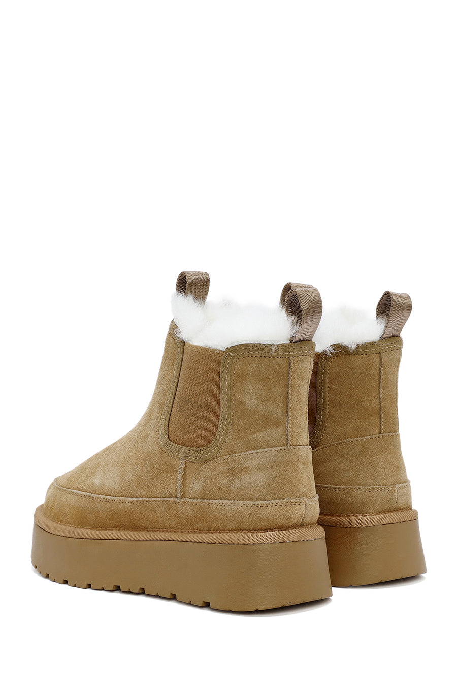 Women's Brown Thick Soled Fur Suede Leather Boots
