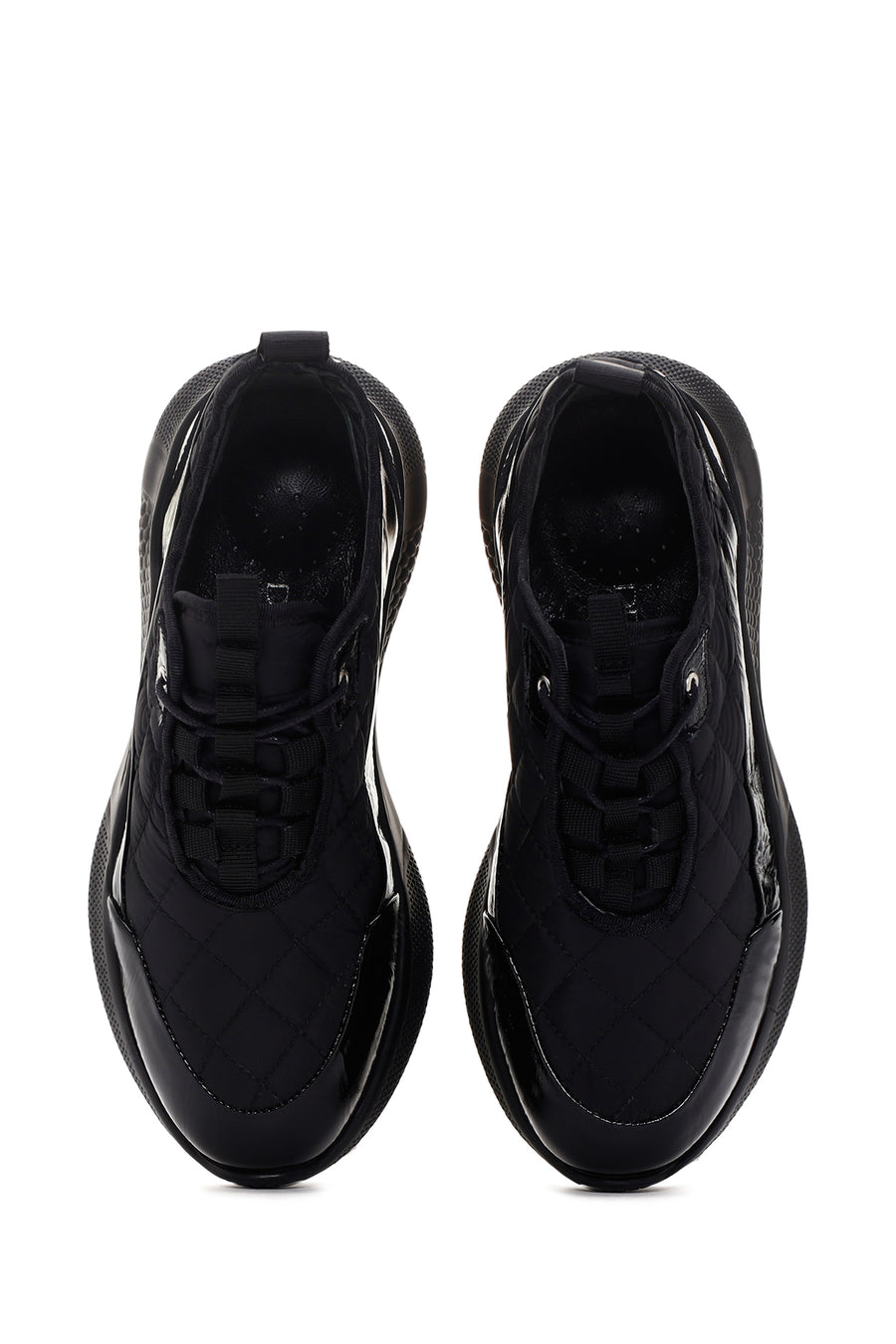 Kadın Siyah Kalın Tabanlı Deri Sneaker