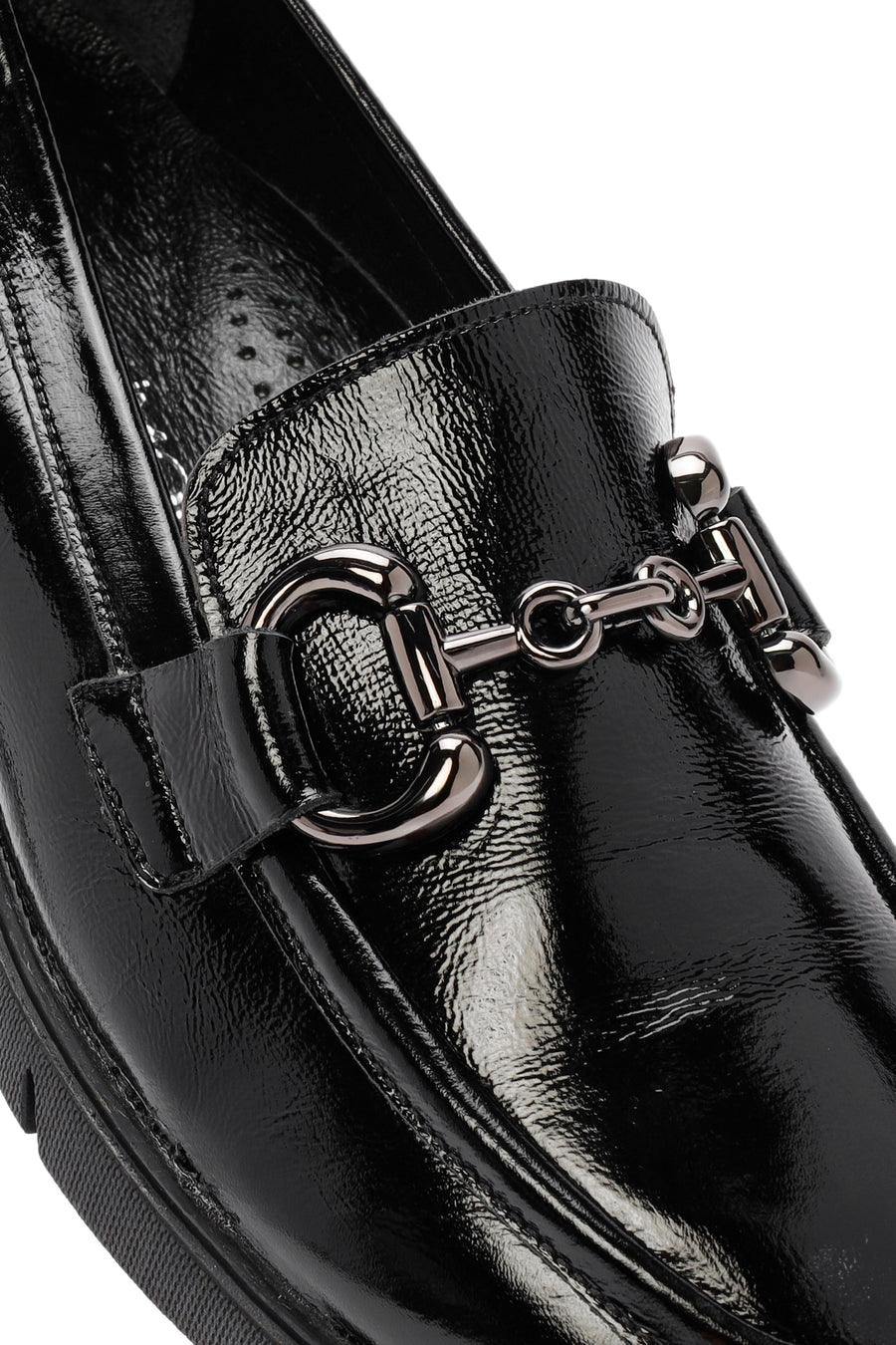 Kadın Siyah Toka Detaylı Rugan Deri Comfort Loafer