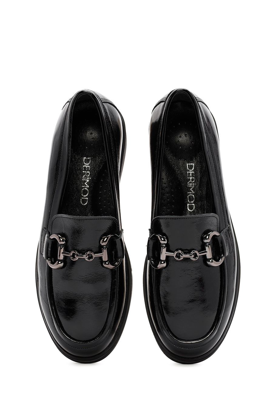 Kadın Siyah Toka Detaylı Rugan Deri Comfort Loafer