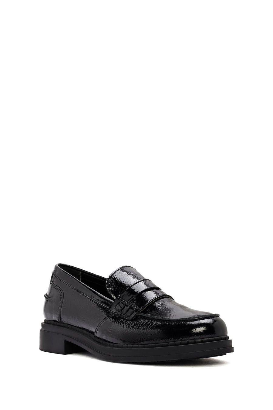 Kadın Siyah Rugan Deri Maskülen Loafer