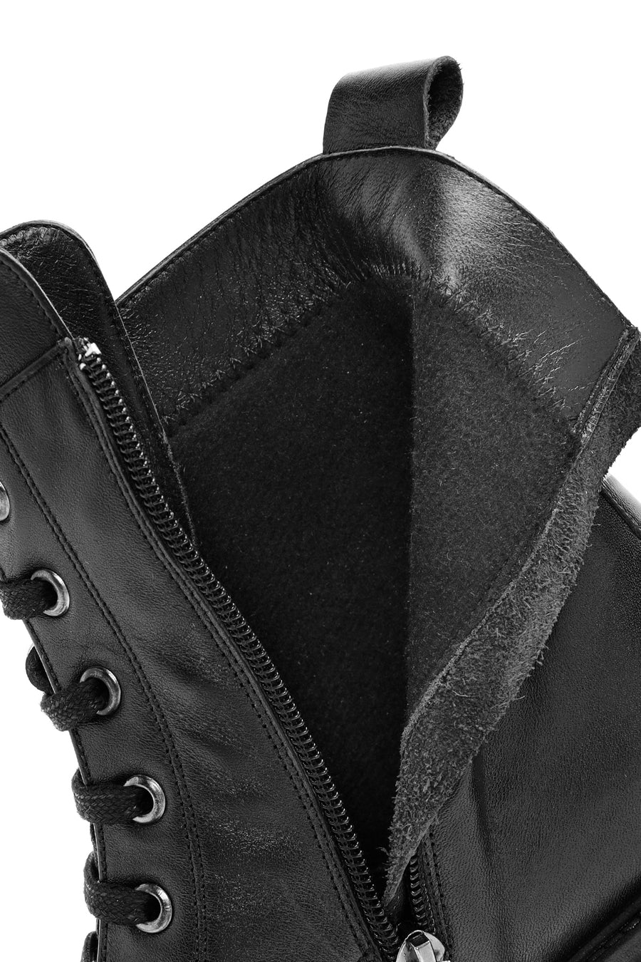Women's Black Zippered Leather Boots