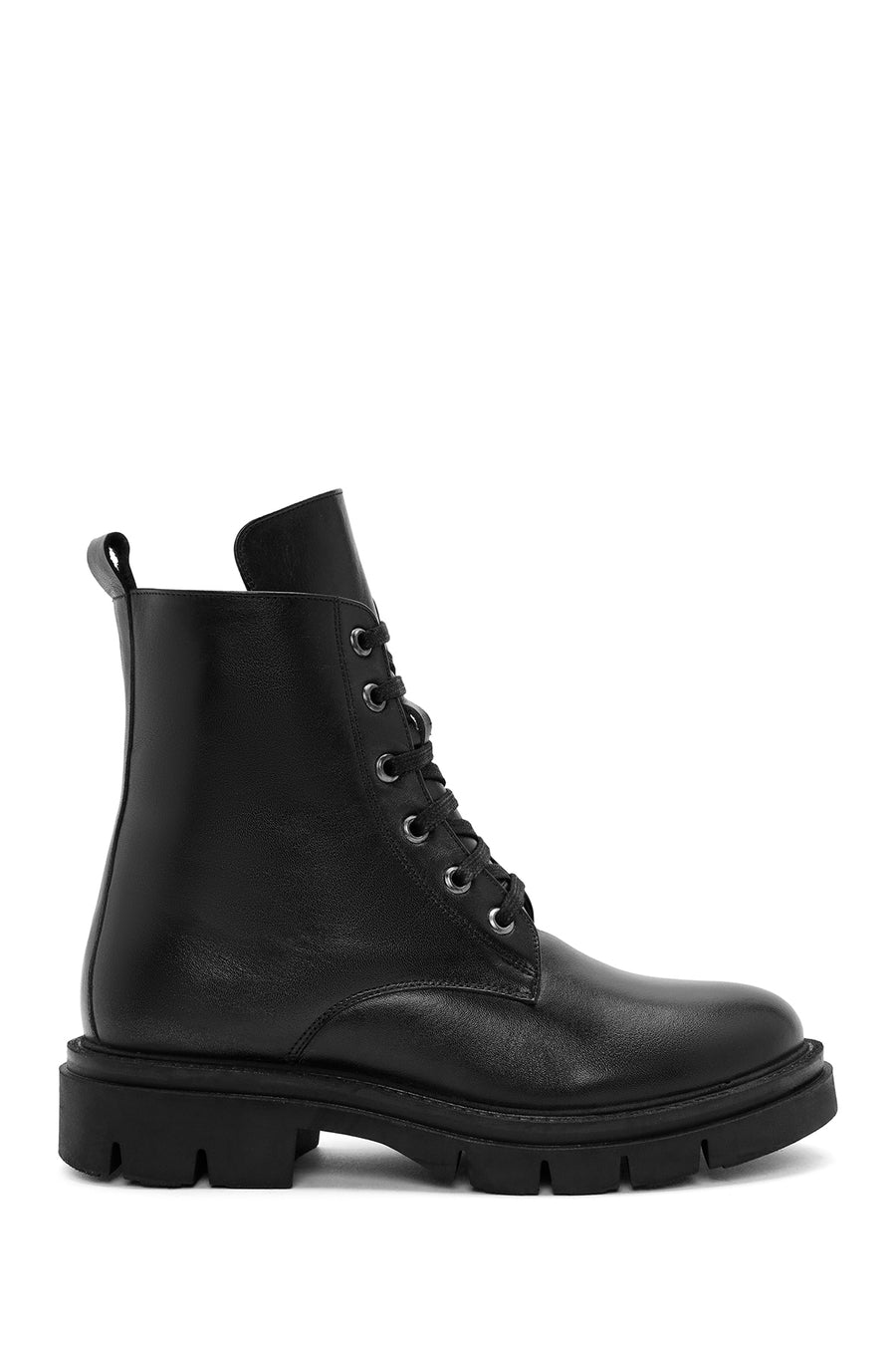 Women's Black Zippered Leather Boots 24WFD414318 | Derimod