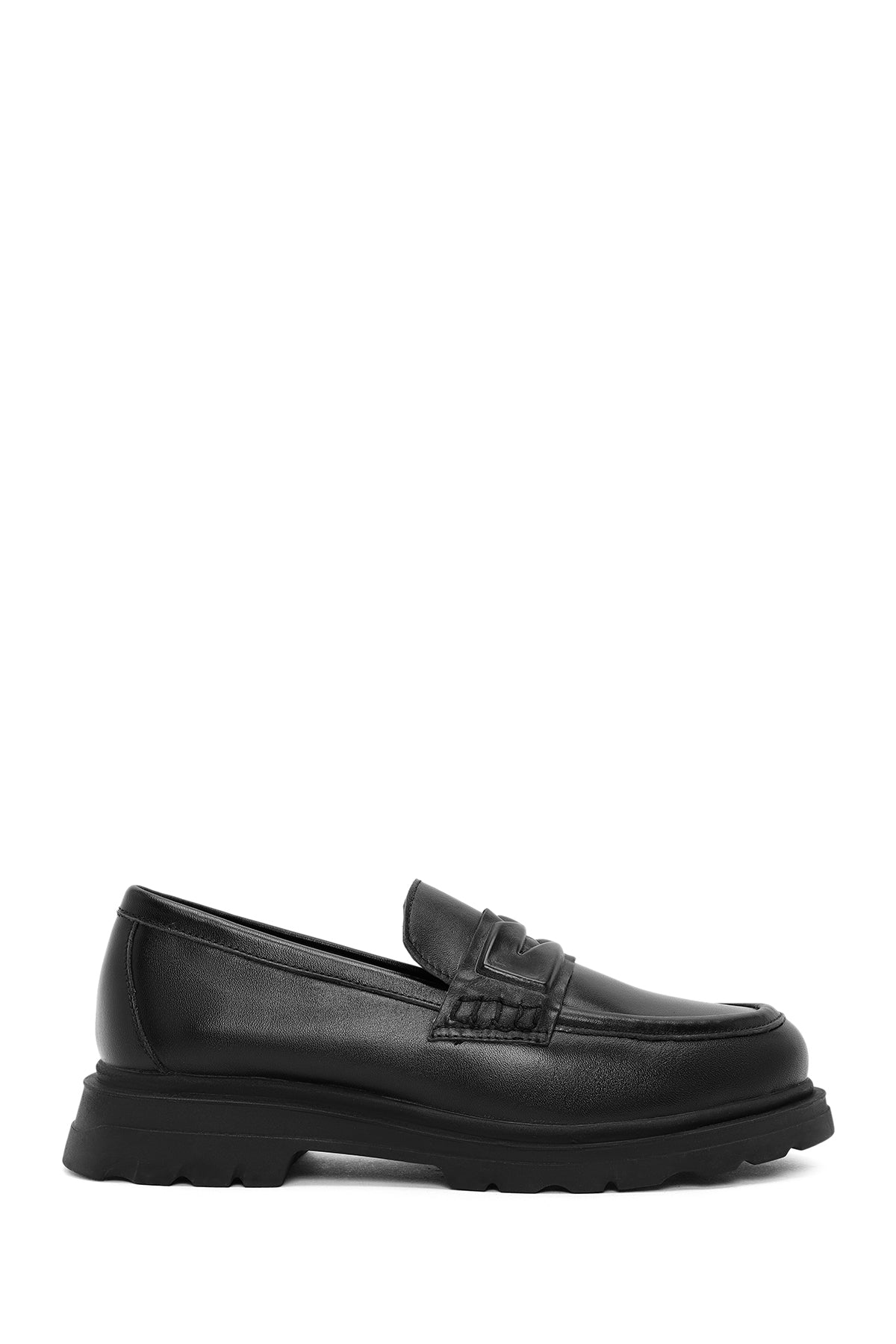Women's Black Leather Masculine Loafer 24WFD420518 | Derimod