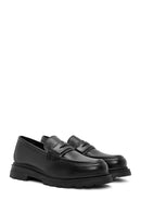Women's Black Leather Masculine Loafer | Derimod