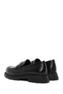 Women's Black Leather Masculine Loafer | Derimod