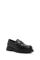 Women's Black Leather Masculine Loafer | Derimod