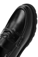 Women's Black Leather Masculine Loafer | Derimod