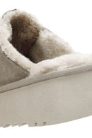 Women's Mink Thick-Soled Fur Detailed Suede Leather Slippers | Derimod