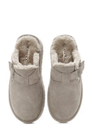 Women's Mink Thick-Soled Fur Detailed Suede Leather Slippers | Derimod