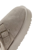 Women's Mink Thick-Soled Fur Detailed Suede Leather Slippers | Derimod