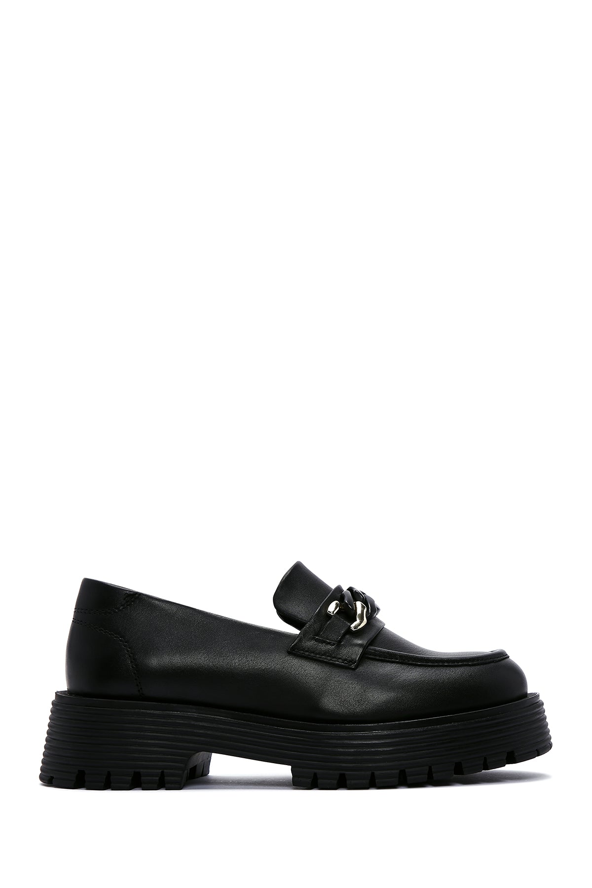 Women's Black Leather Masculine Loafer 24WFD510918 | Derimod