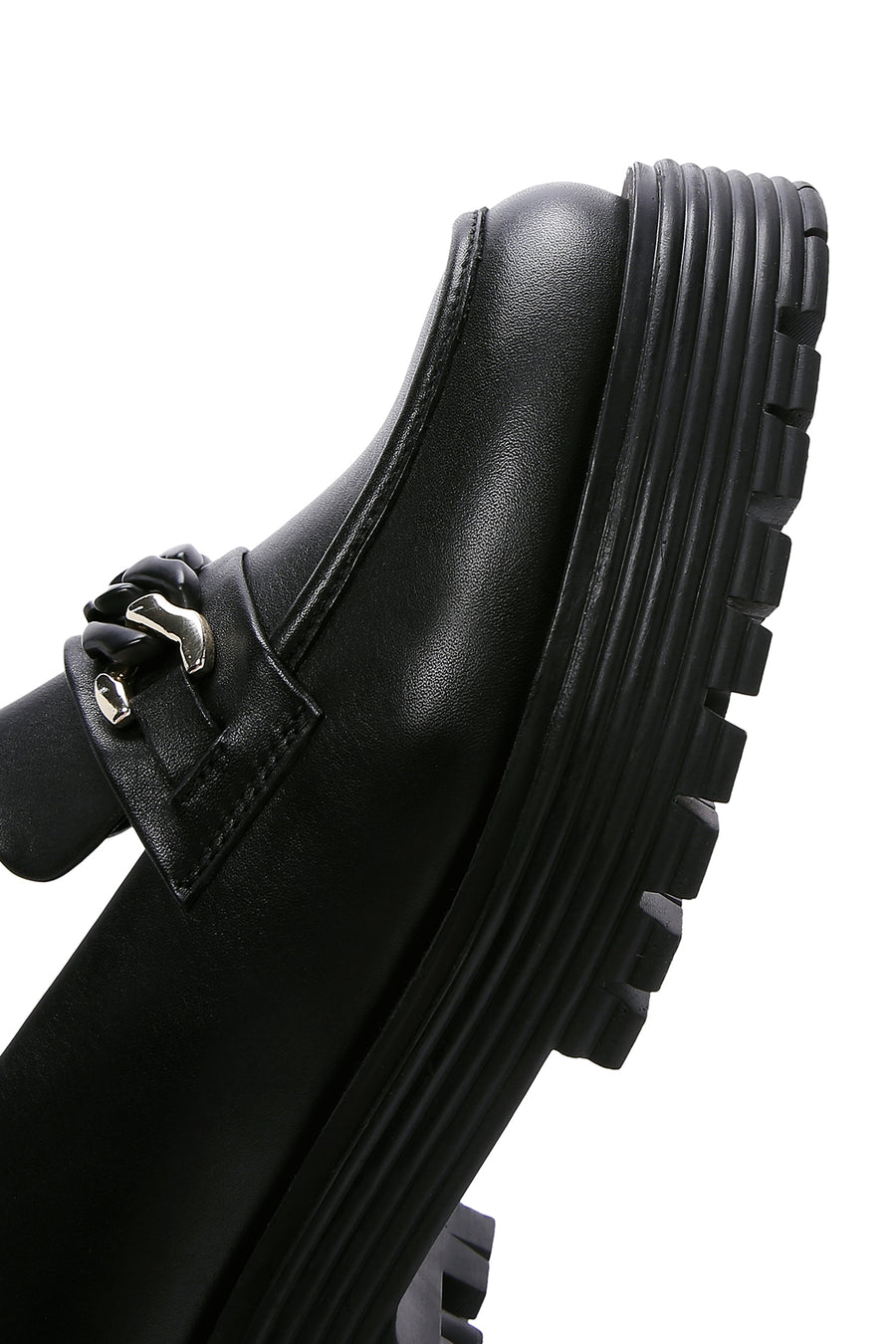 Kadın Siyah Deri Maskülen Loafer
