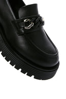 Women's Black Leather Masculine Loafer | Derimod