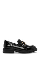Women's Black Buckle Detailed Patent Leather Masculine Loafer | Derimod