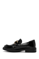 Women's Black Buckle Detailed Patent Leather Masculine Loafer | Derimod