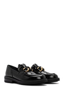 Women's Black Buckle Detailed Patent Leather Masculine Loafer | Derimod
