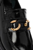 Women's Black Buckle Detailed Patent Leather Masculine Loafer | Derimod