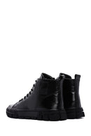 Men's Black Lace-Up Zippered Leather Boots | Derimod