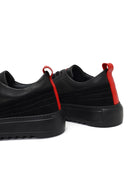 Men's Black Lace-Up Thick-Soled Leather Sneaker | Derimod